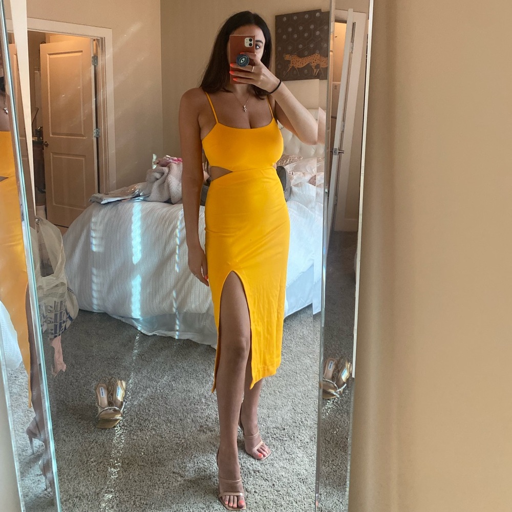cut out yellow dress